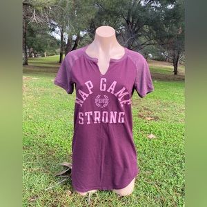 PINK V.S. ~Woman’s X-Small Burgundy Pajama Sleep Shirt “Nap Game Strong”